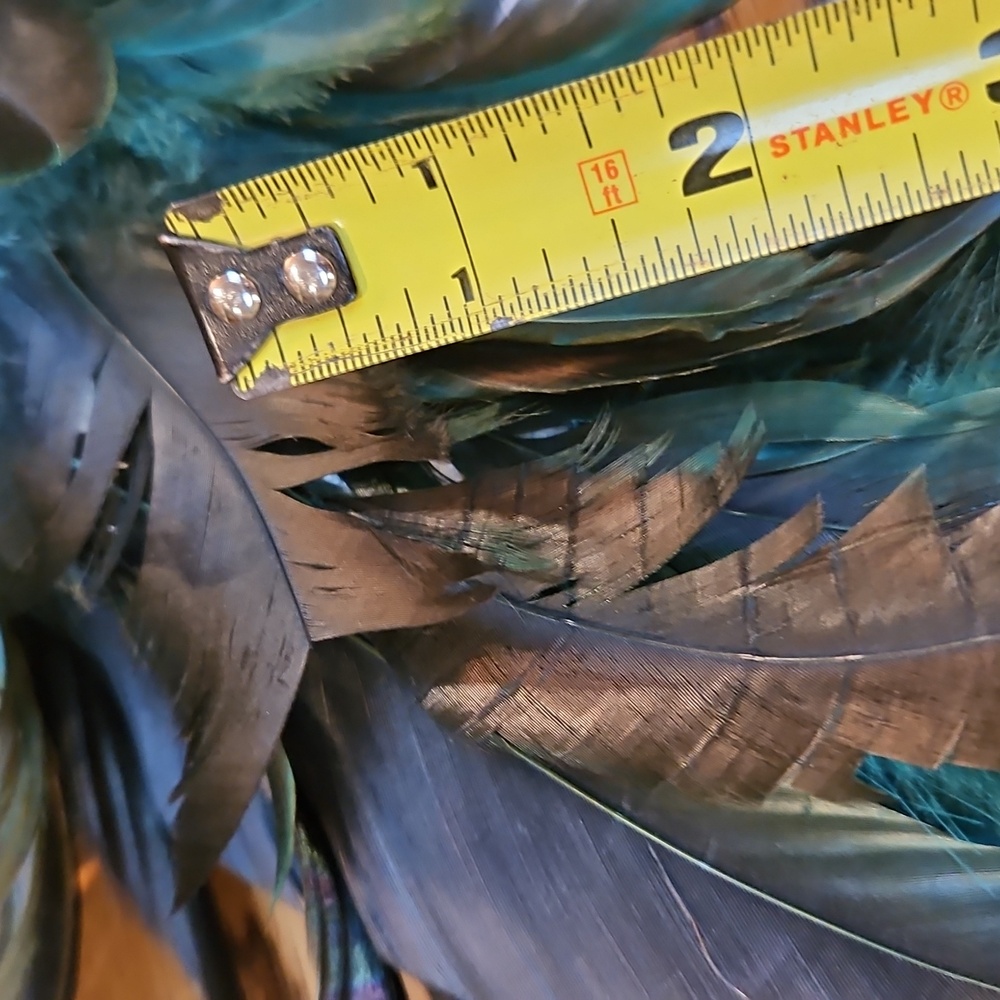 Feather Wreath Black Green 13" - Picture 8 of 8